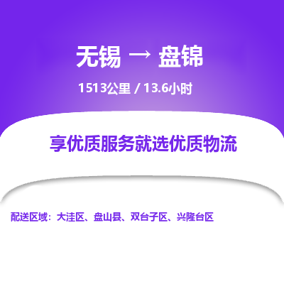 无锡到盘锦物流专线,无锡到盘锦物流公司「市县闪送」